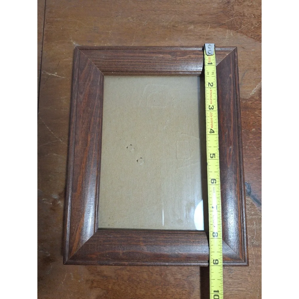 Vintage Dark Brown Wood Picture Frame 5x7 Tabletop Easel Back Glass Front